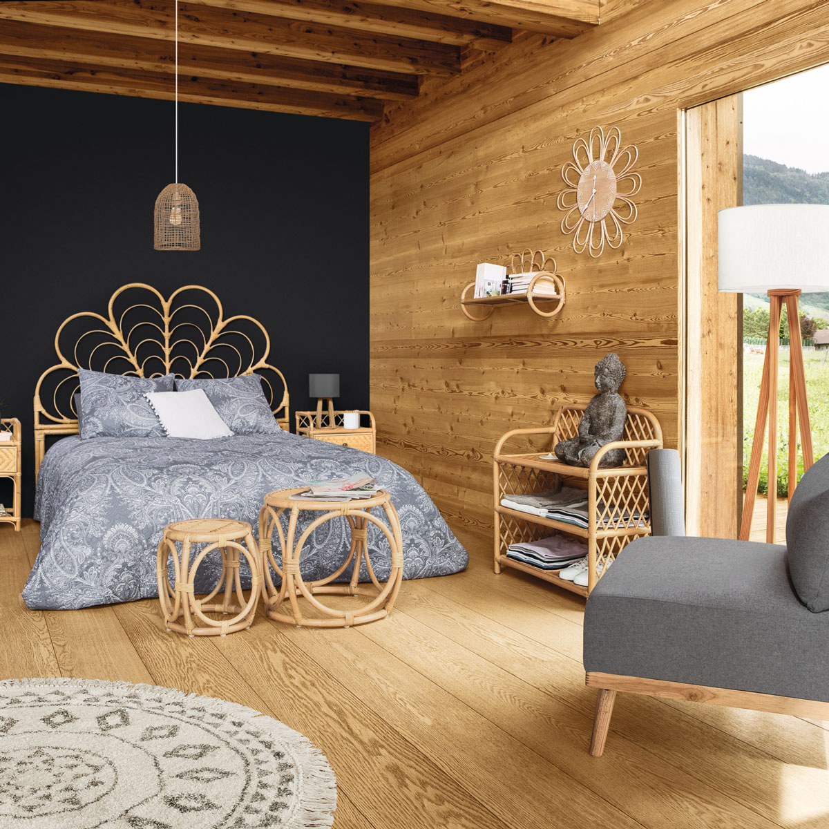 Cabecero Folk Ratán Beige