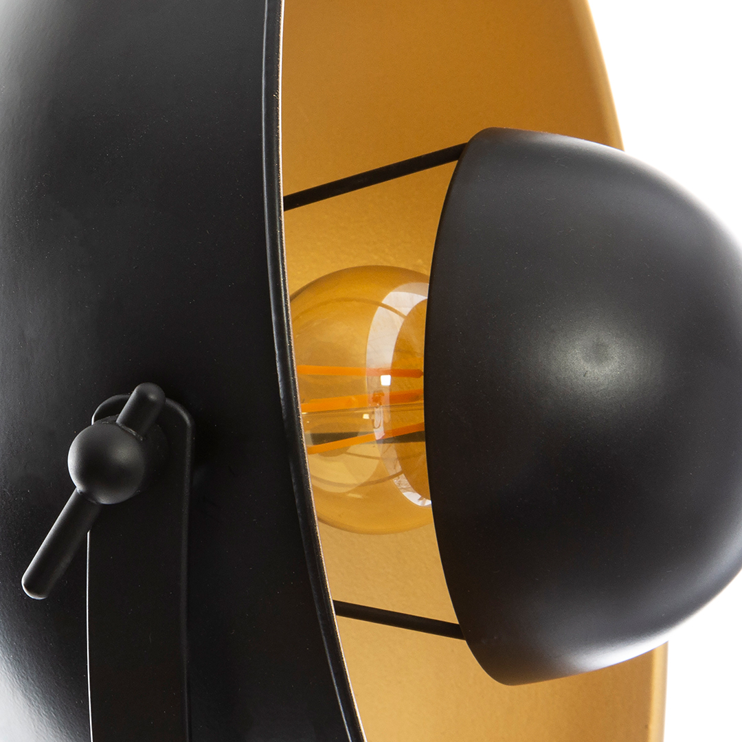 Candeeiro De Mesa Lahti Preto E Dourado Com Trip&eacute;