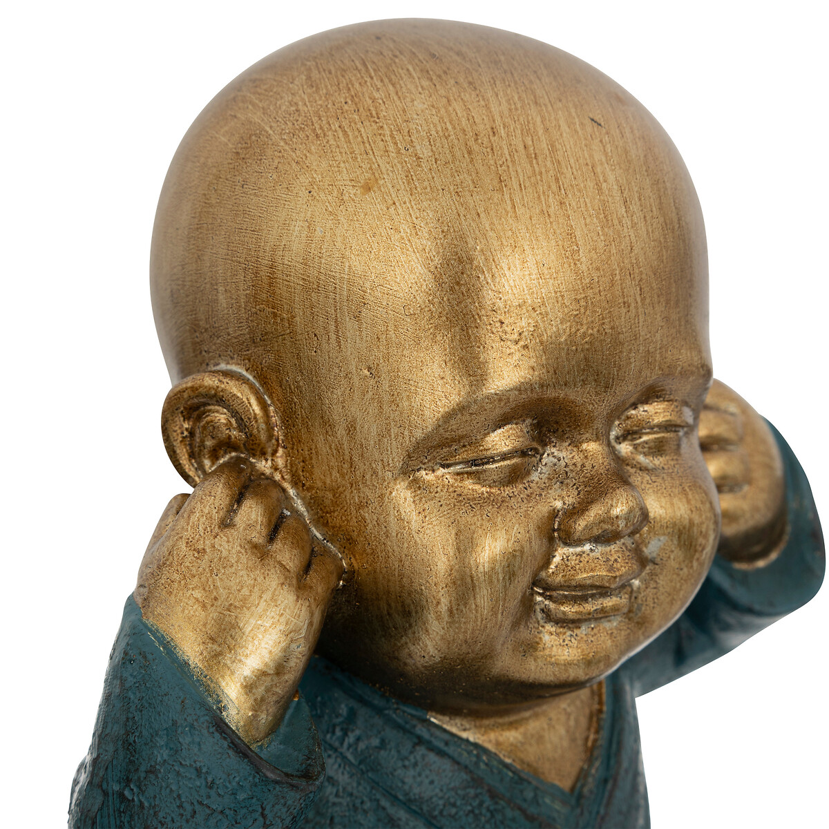 Estátua De Buda Surdo Jil Em Resina Azul