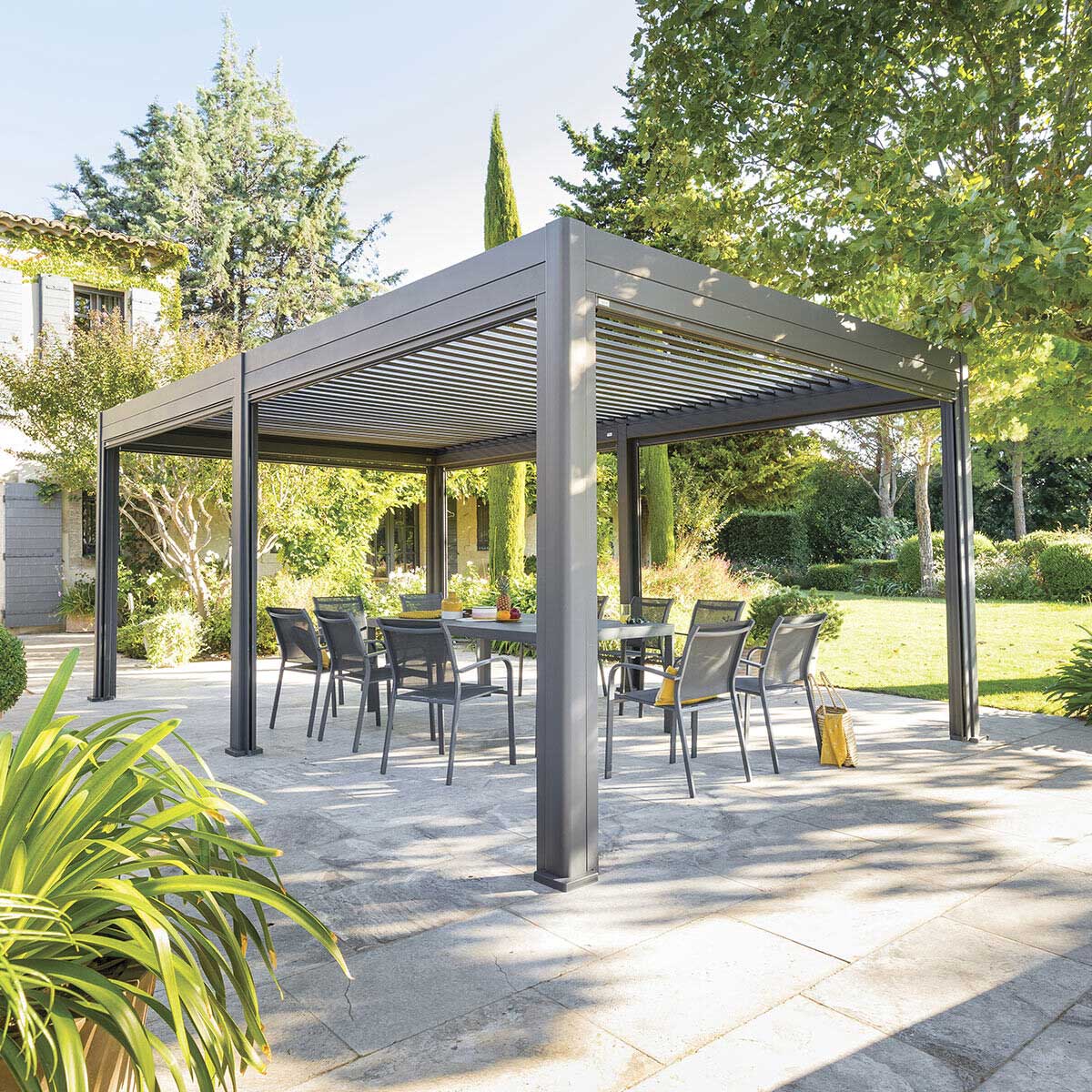 P&eacute;rgola &Eacute;VORA gris graphite 3,6x6m
