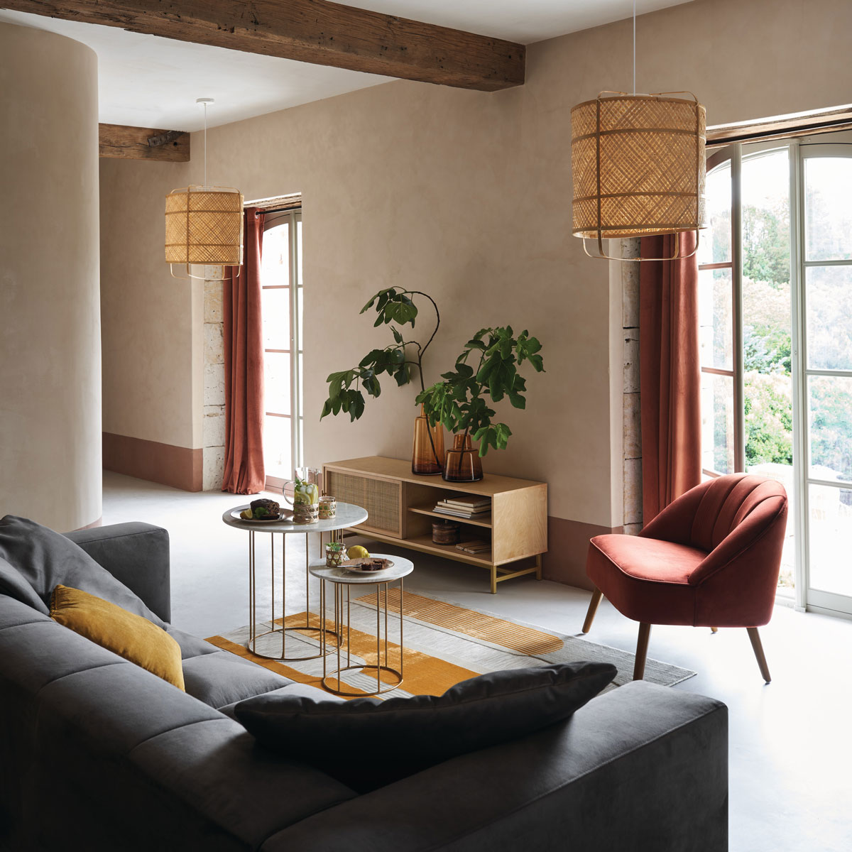 Mesa Auxiliar Garance Blanca De Mármol 55x60cm