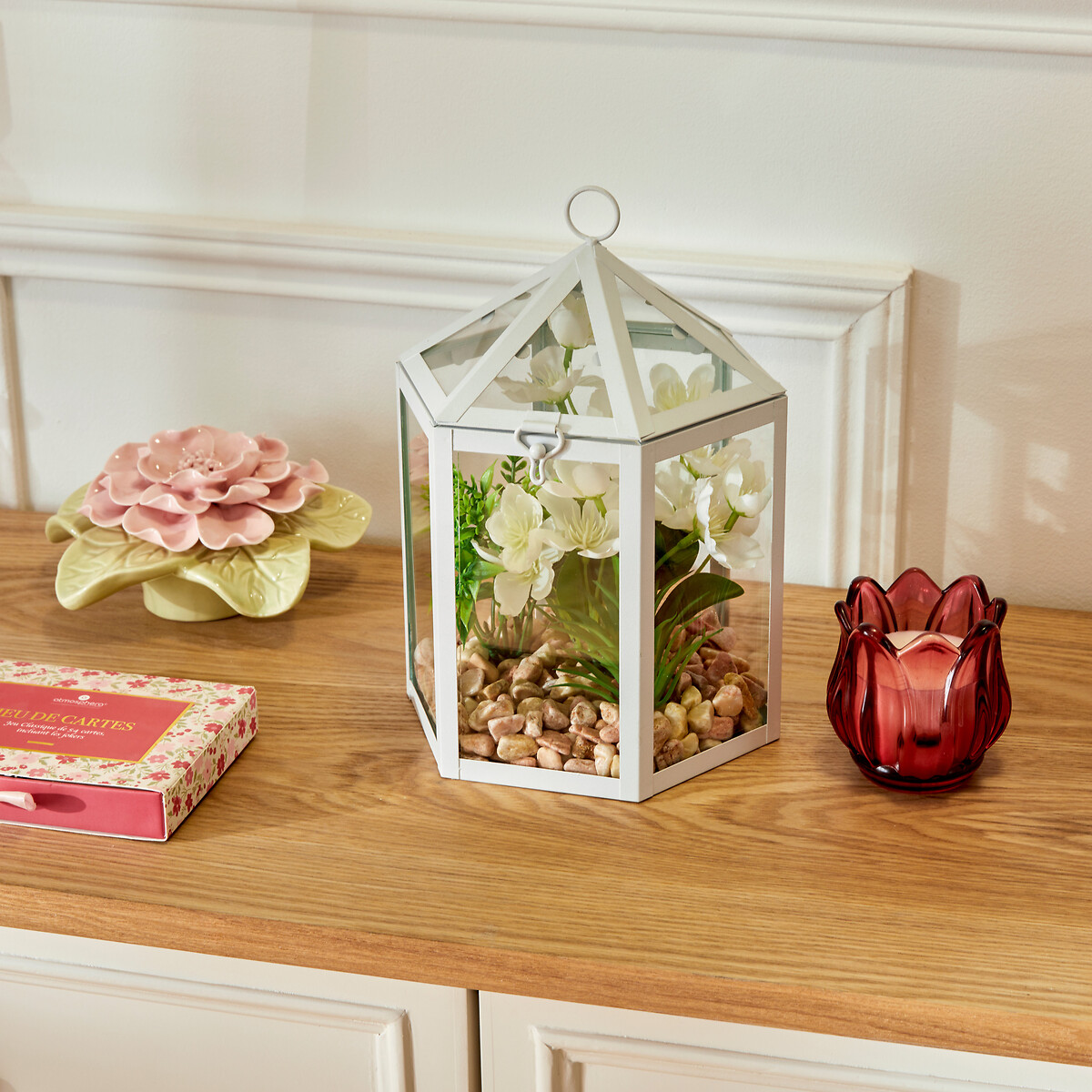 Terrario con plantas artificiales 23cm