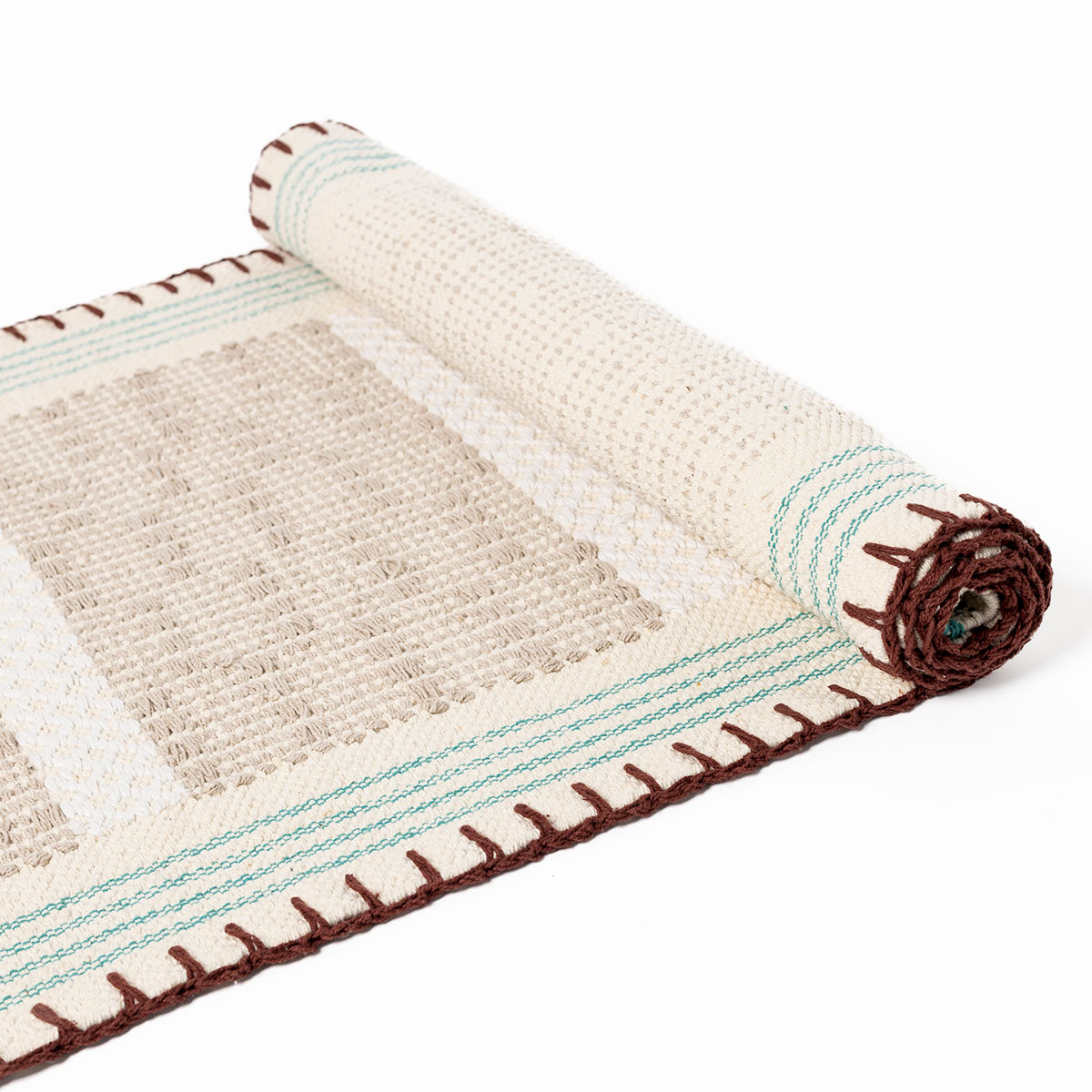 Alfombra WONJA taupe y azul 60x150cm