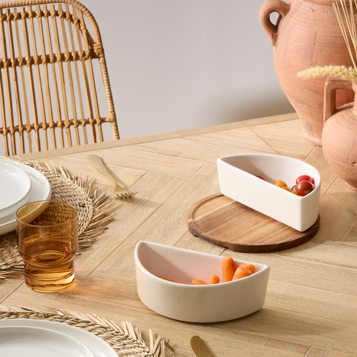 Juego de 2 cuencos de aperitivos ELEGANCE blanco