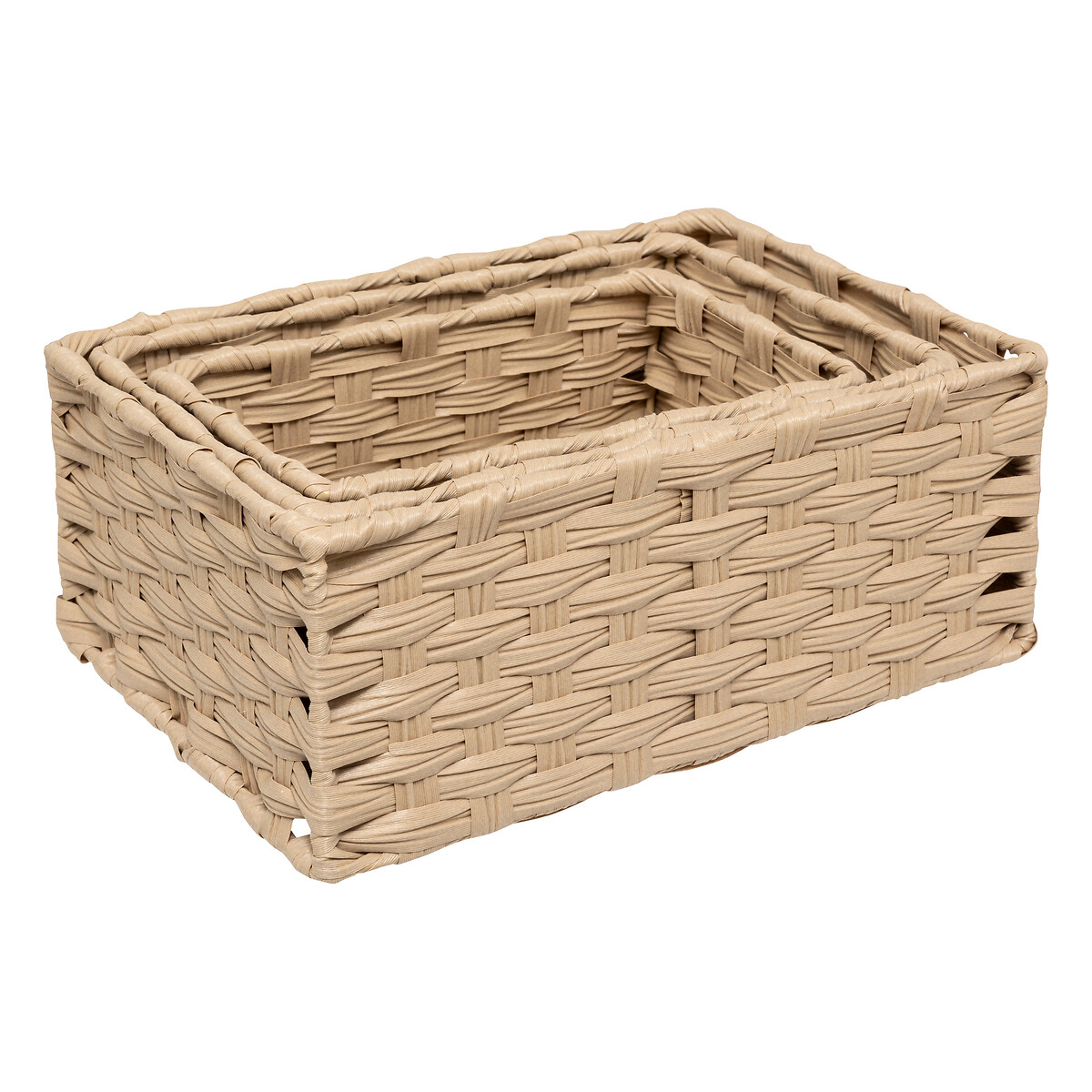 Conjunto de 3 cestas altas TRESSE beige