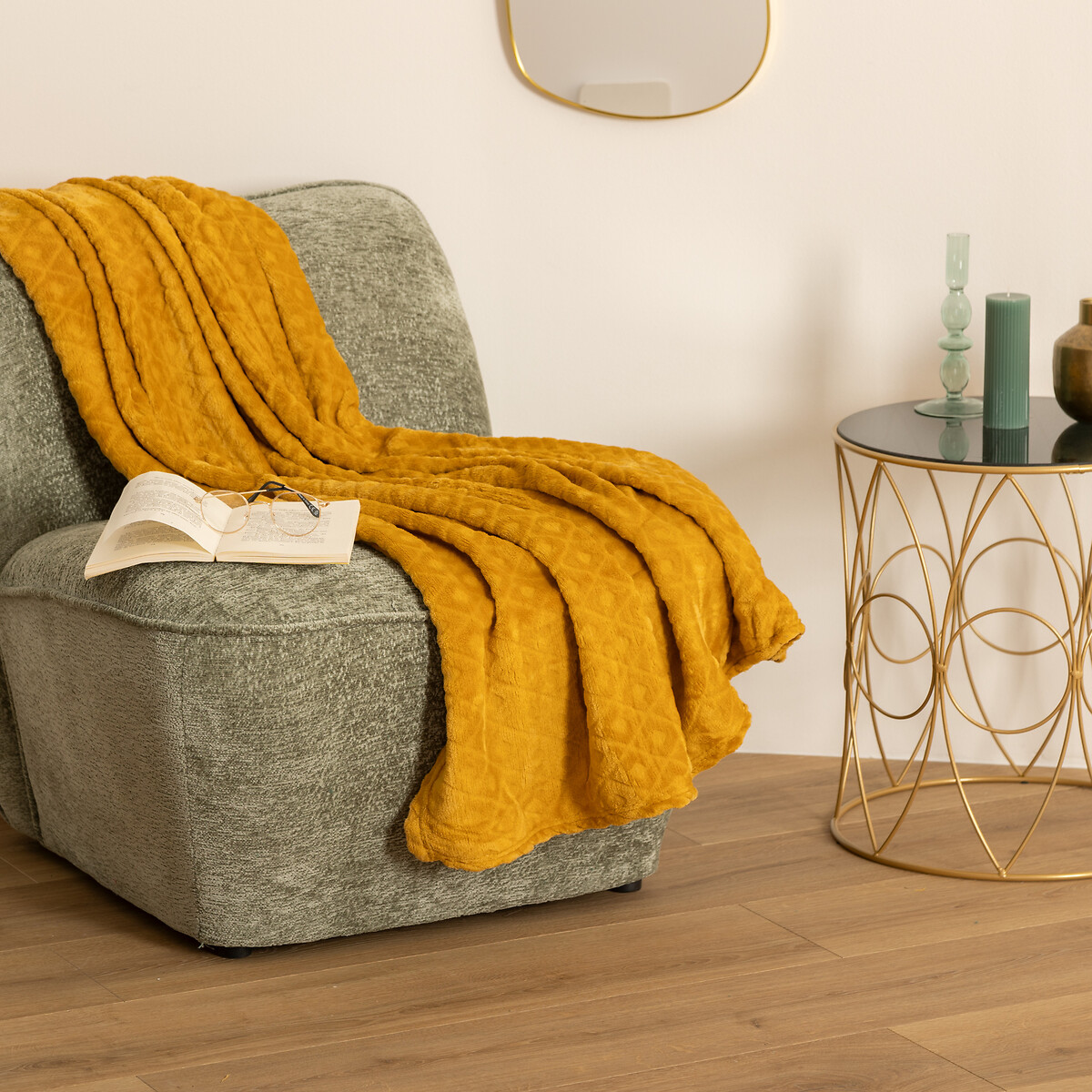 Manta Rombos 3D Ocre 125x150Cm