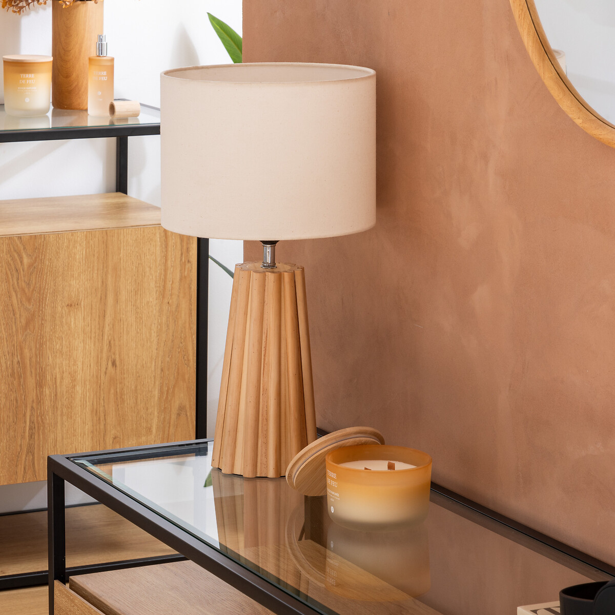 L&aacute;mpara de mesa ADON beige 53cm