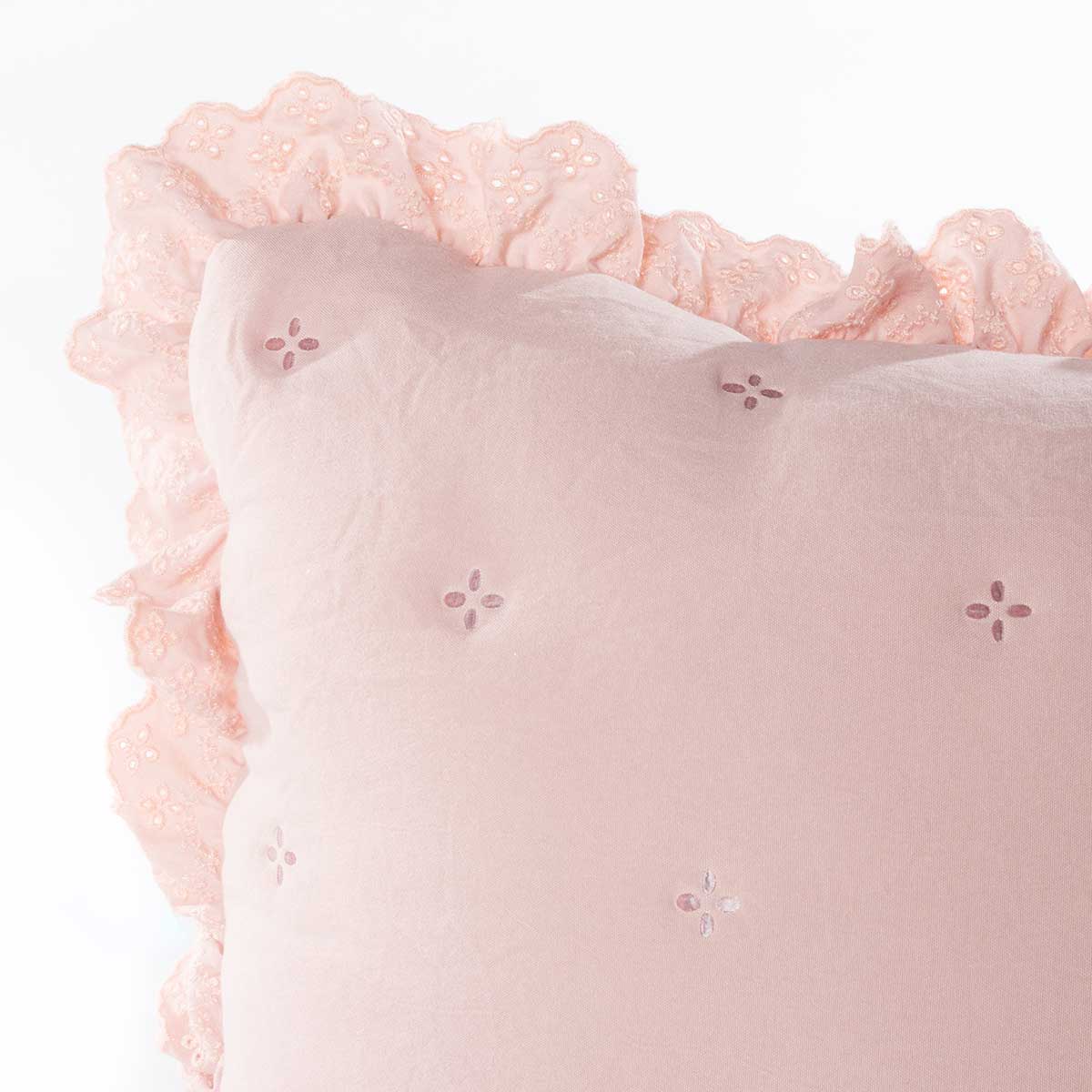 Cojín AMALFI rosa con encaje 45x60cm