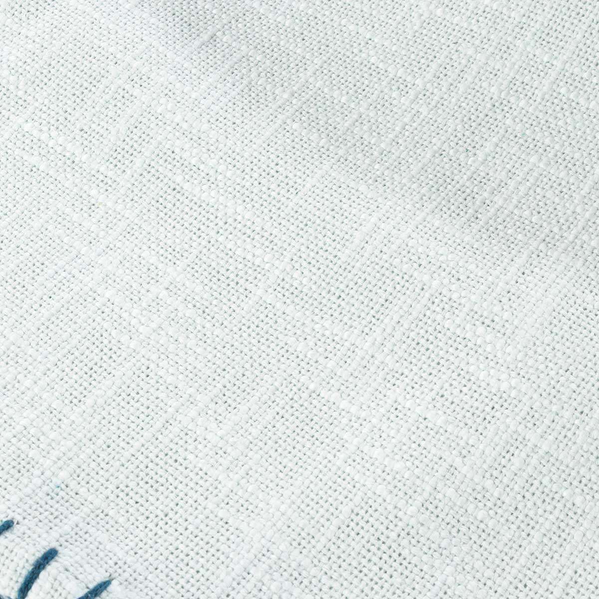 Manta crudo con borlas azules 120x160cm