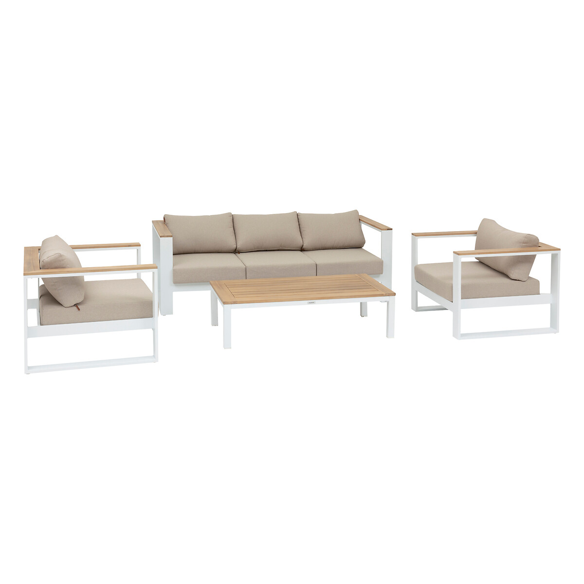 Juego de jardín EMPERIA blanco de madera acacia