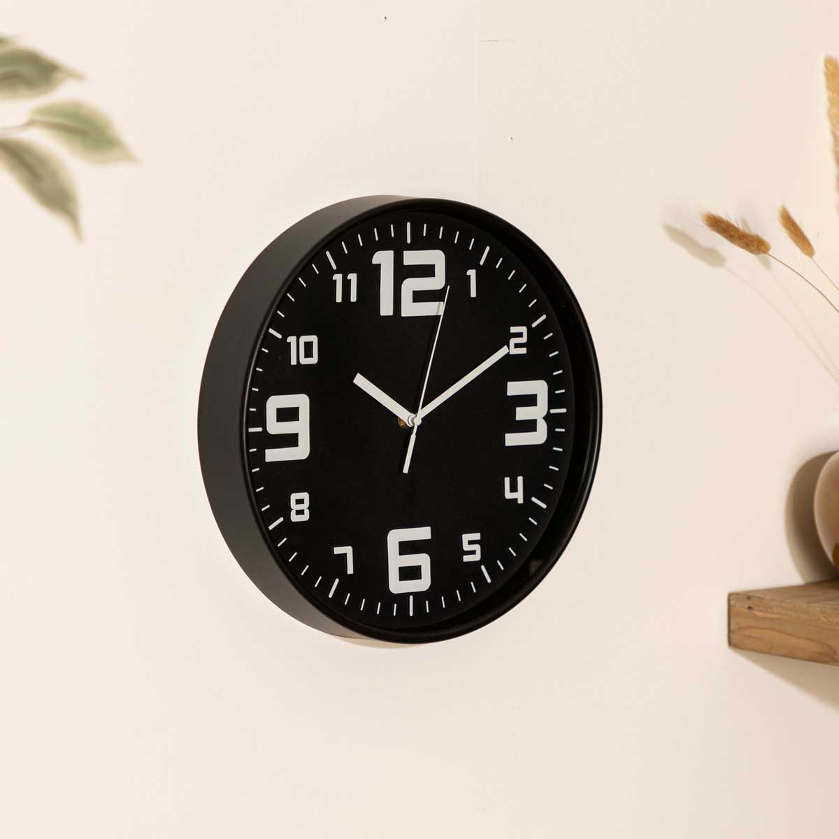 Reloj Pared Negro De Plástico 30Cm