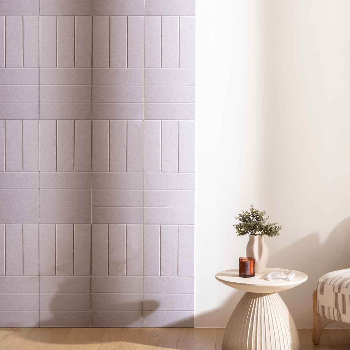 Juego 3 paneles decorativos fieltro gris 30x30cm