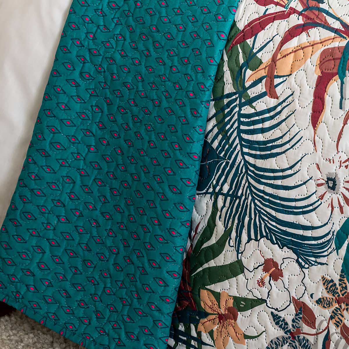 Colcha Jungle Reversible Azul 220x240Cm