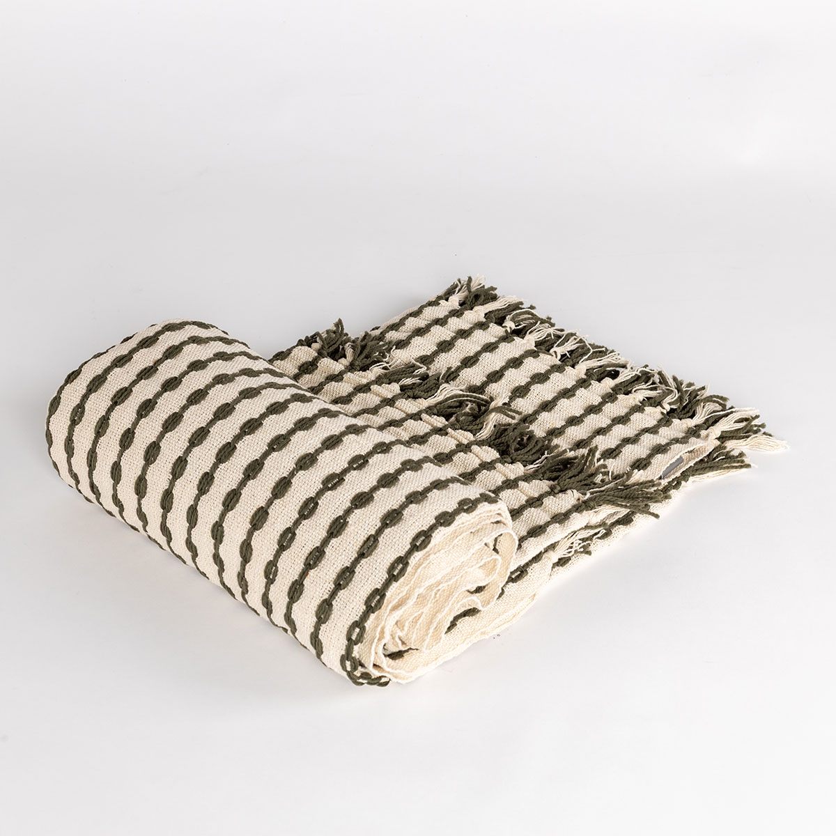 Manta ELM beige y verde 130x160cm