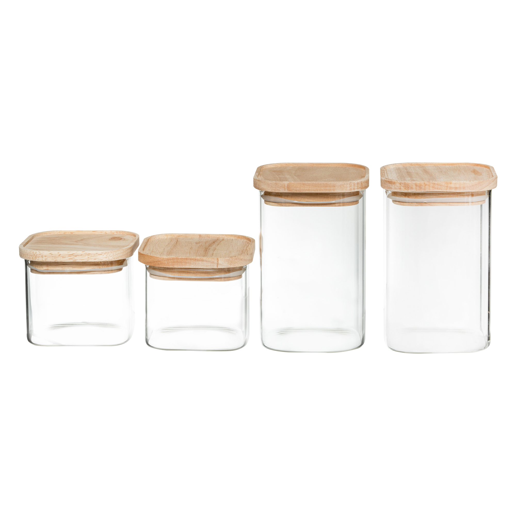 Set de 4 tarros de vidrio apilables