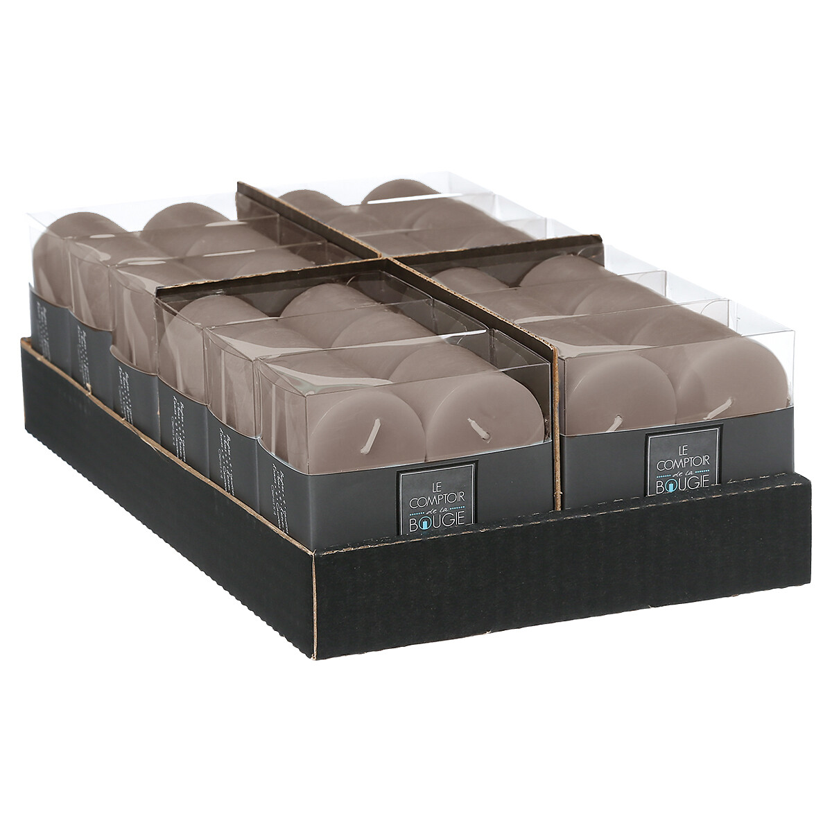 Set 4 Velas R&uacute;sticas Gris Pardo 4.5Cm