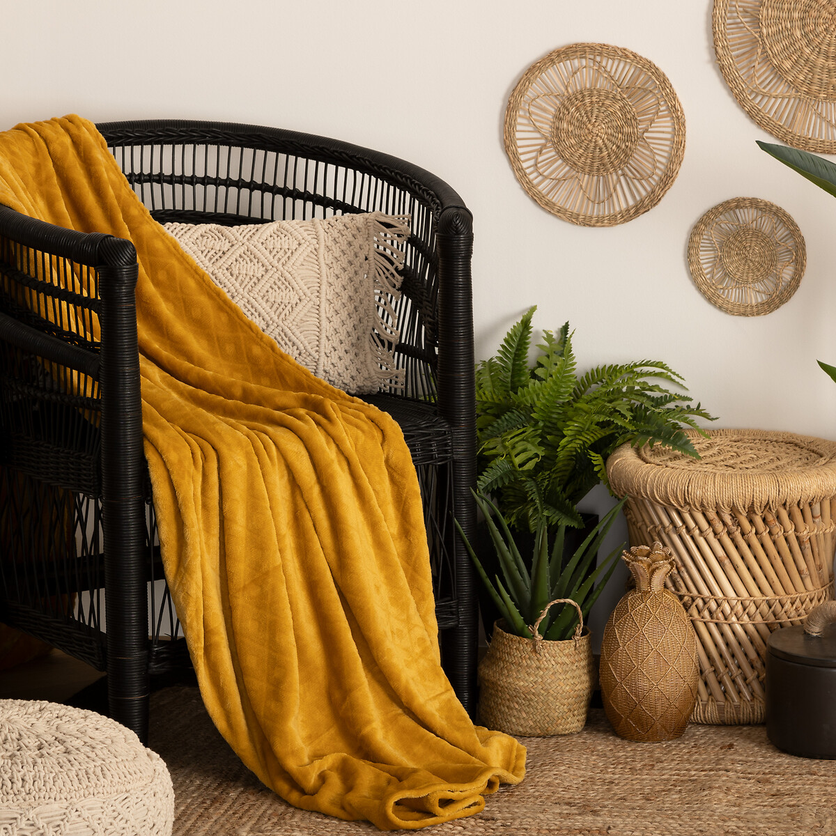 Manta Rombos 3D Ocre 180x230Cm