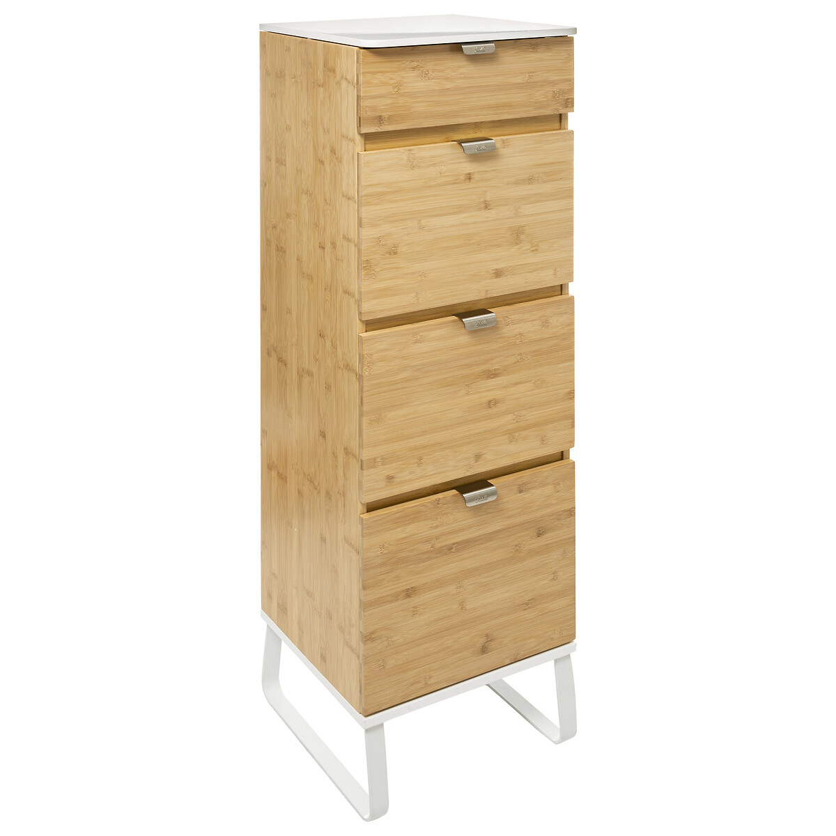 Mueble wc con espejo y cajones de bamb&uacute;