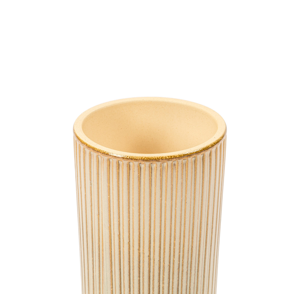 Jarrón Cerámica Rayas Gris Pardo 13x25Cm