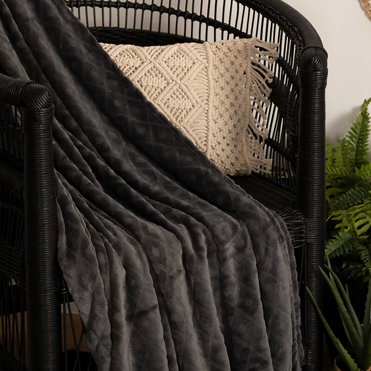 Manta Rombos 3D Gris 180x230Cm