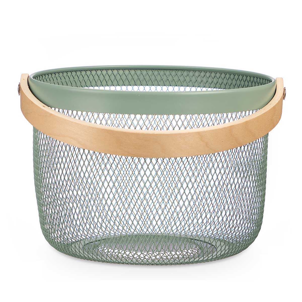 Cesta redonda de metal verde 25.5cm