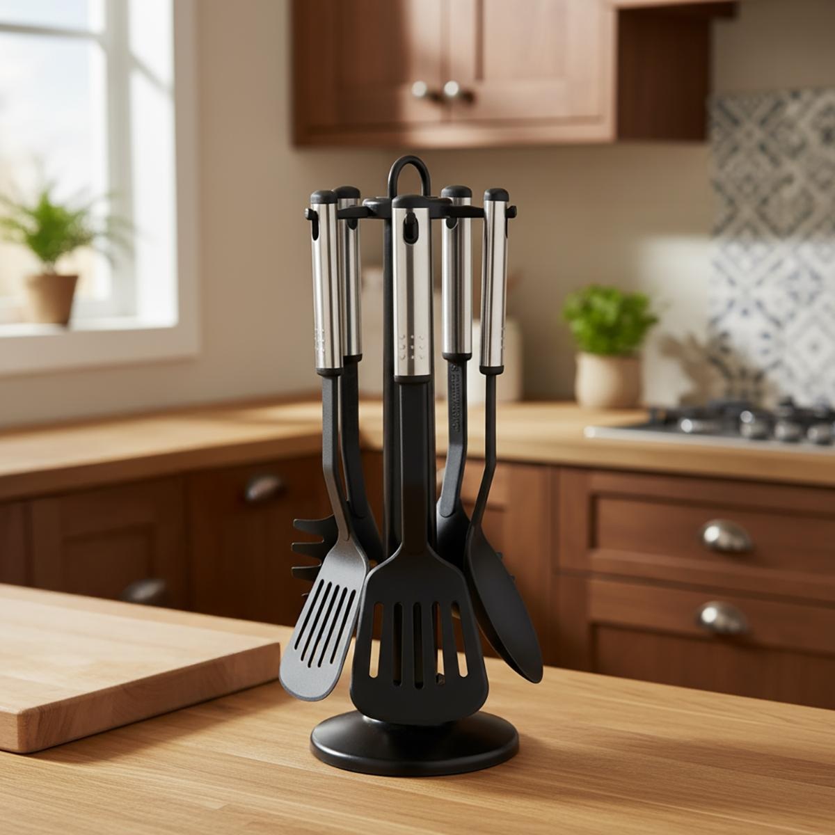 Juego 5 Cubiertos Inoxidables/Nailon