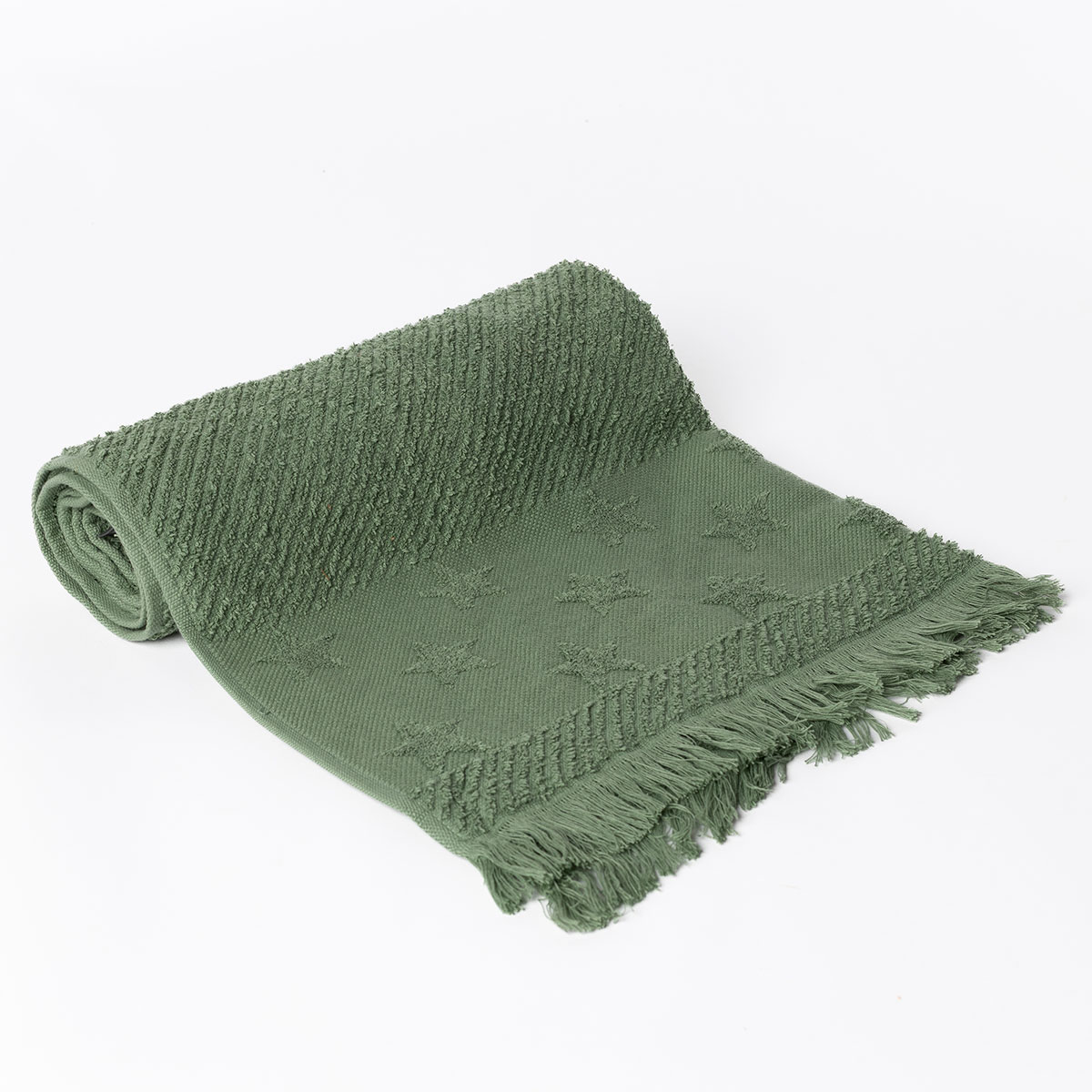 Toalla de ba&ntilde;o verde con estrellas 70x140cm
