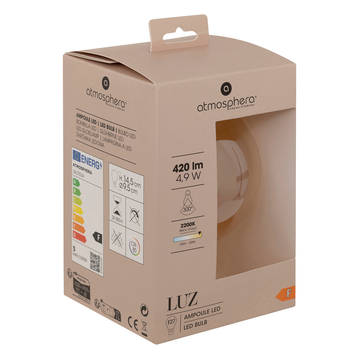 Bombilla Led Vintage &Aacute;mbar G95 2W E27