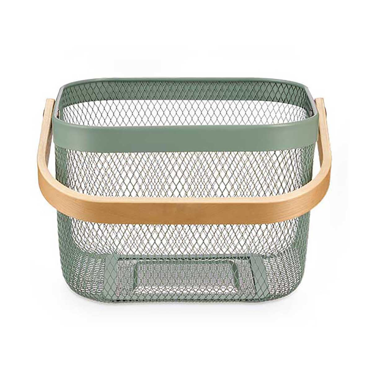 Cesta cuadrada de metal verde
