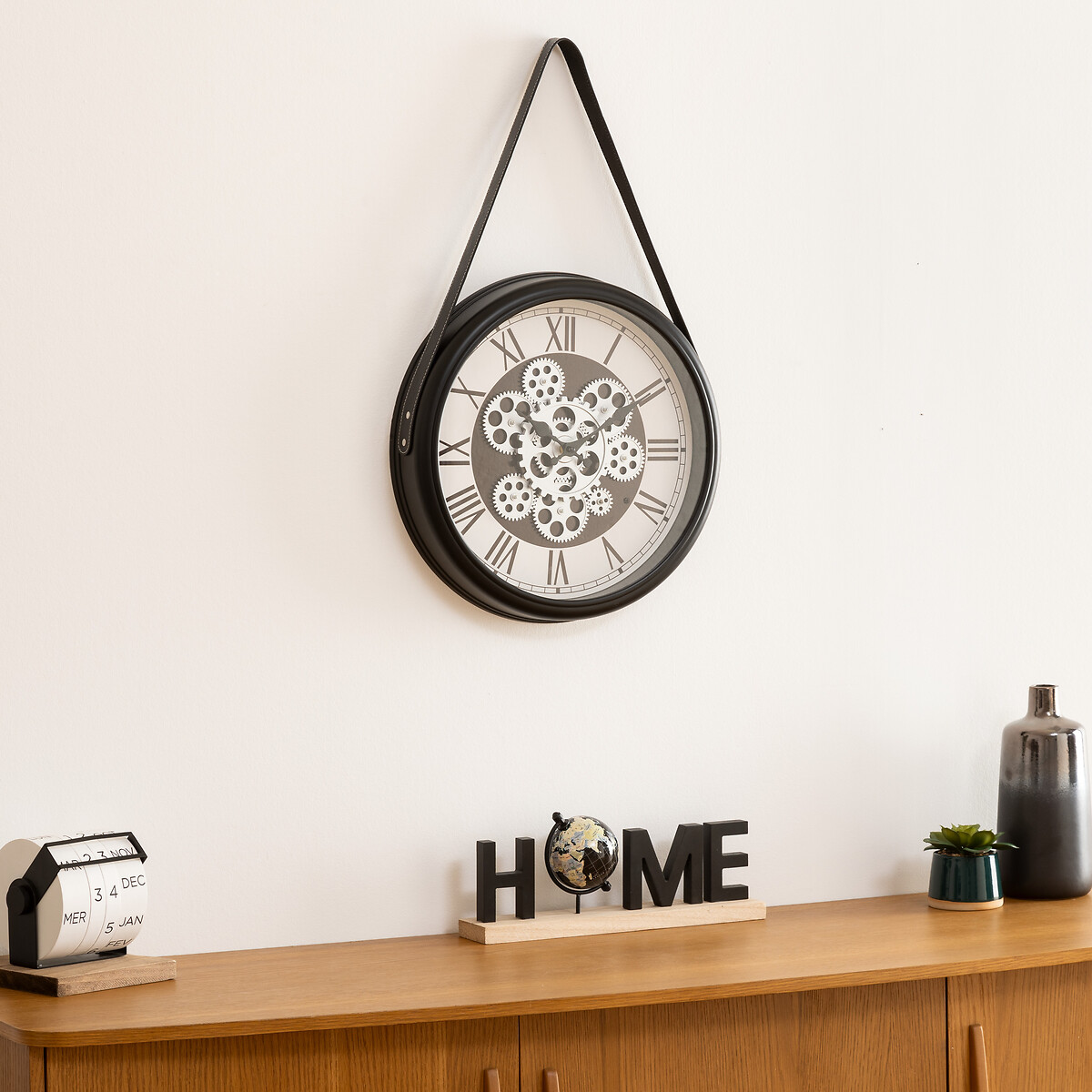 Reloj De Pared Peter Negro Con Asa