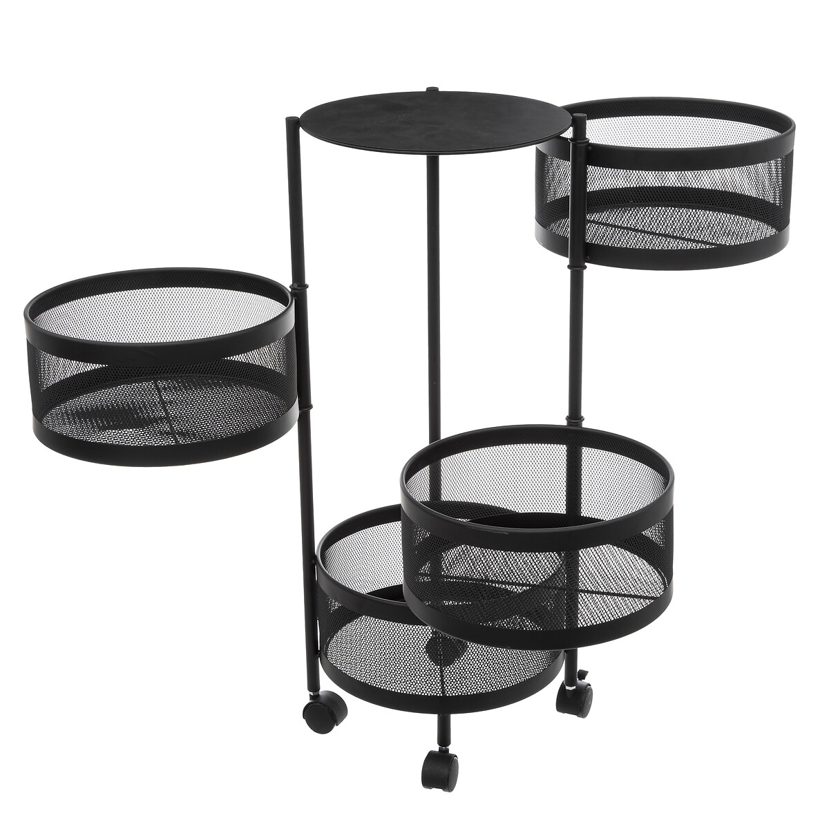 Mueble auxiliar redondo MAYAJ negro de acero 33x76