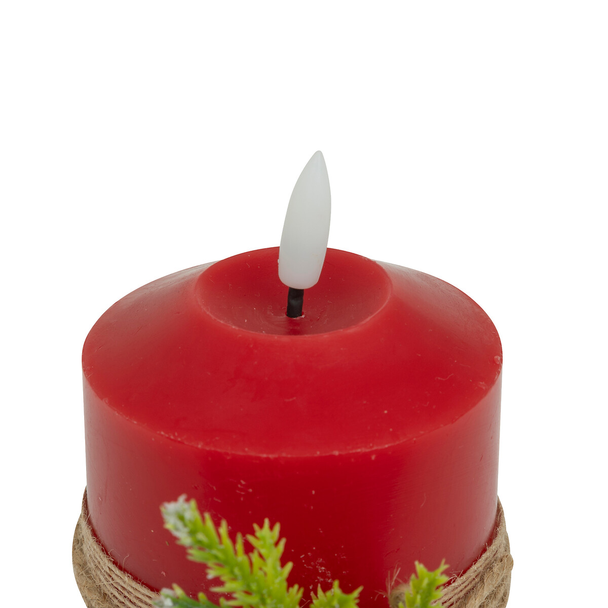 Vela con pi&ntilde;as y bayas roja 12,5cm 
