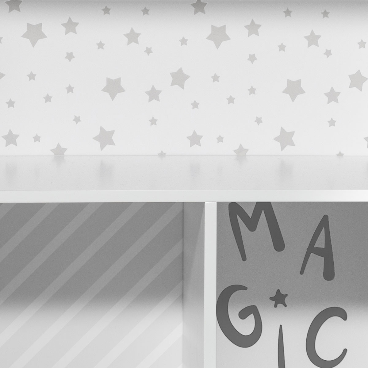 Estantería en forma de casa gris