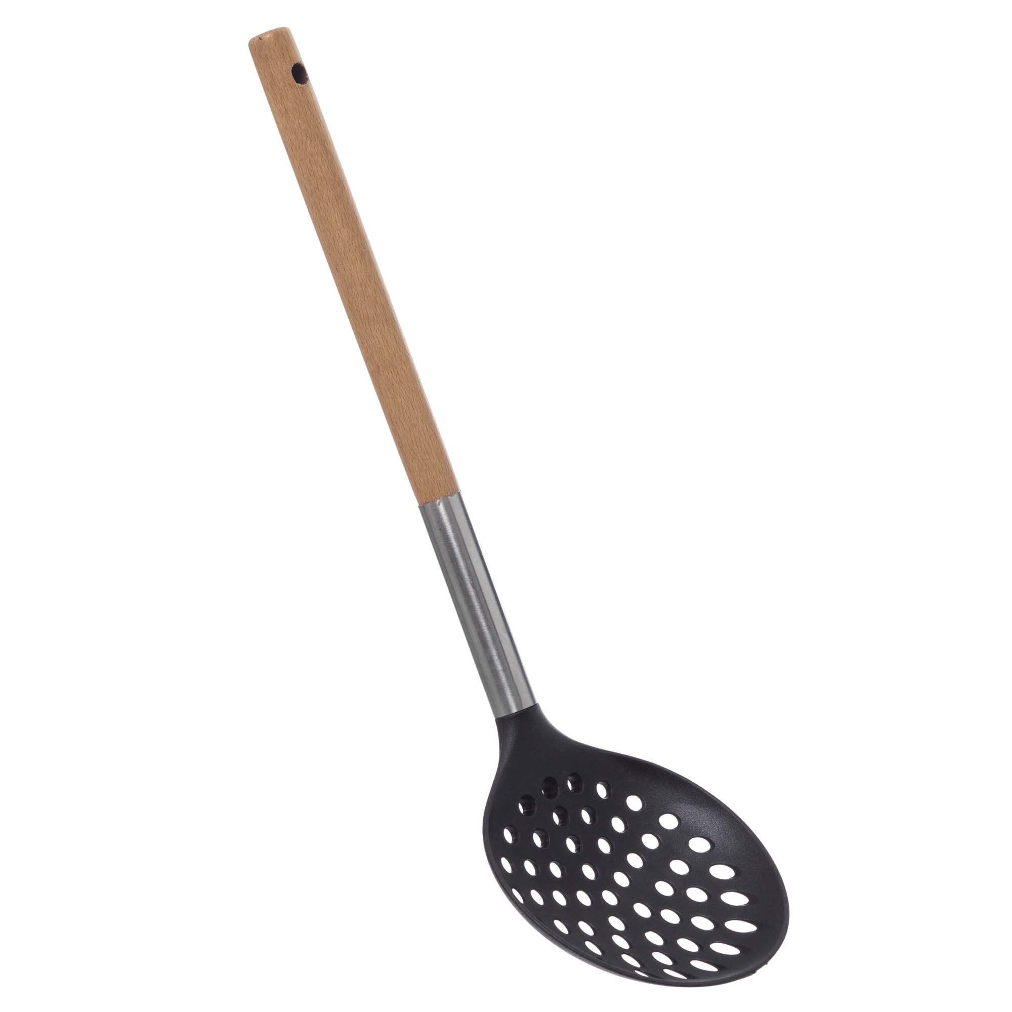 Escumadeira Nylon com cabo em Madeira