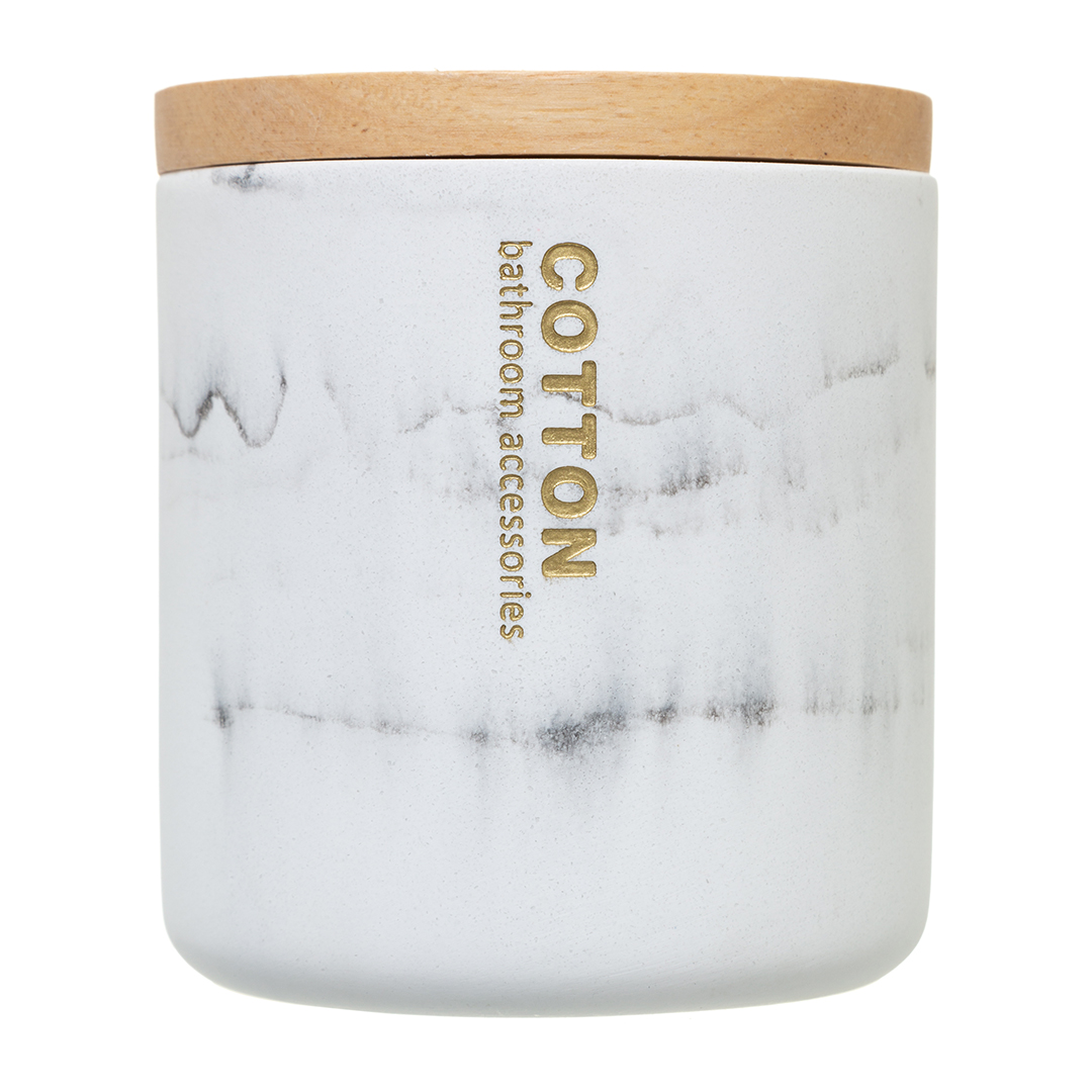 Pote Para Algod&atilde;o Lea Branco Efeito M&aacute;rmore