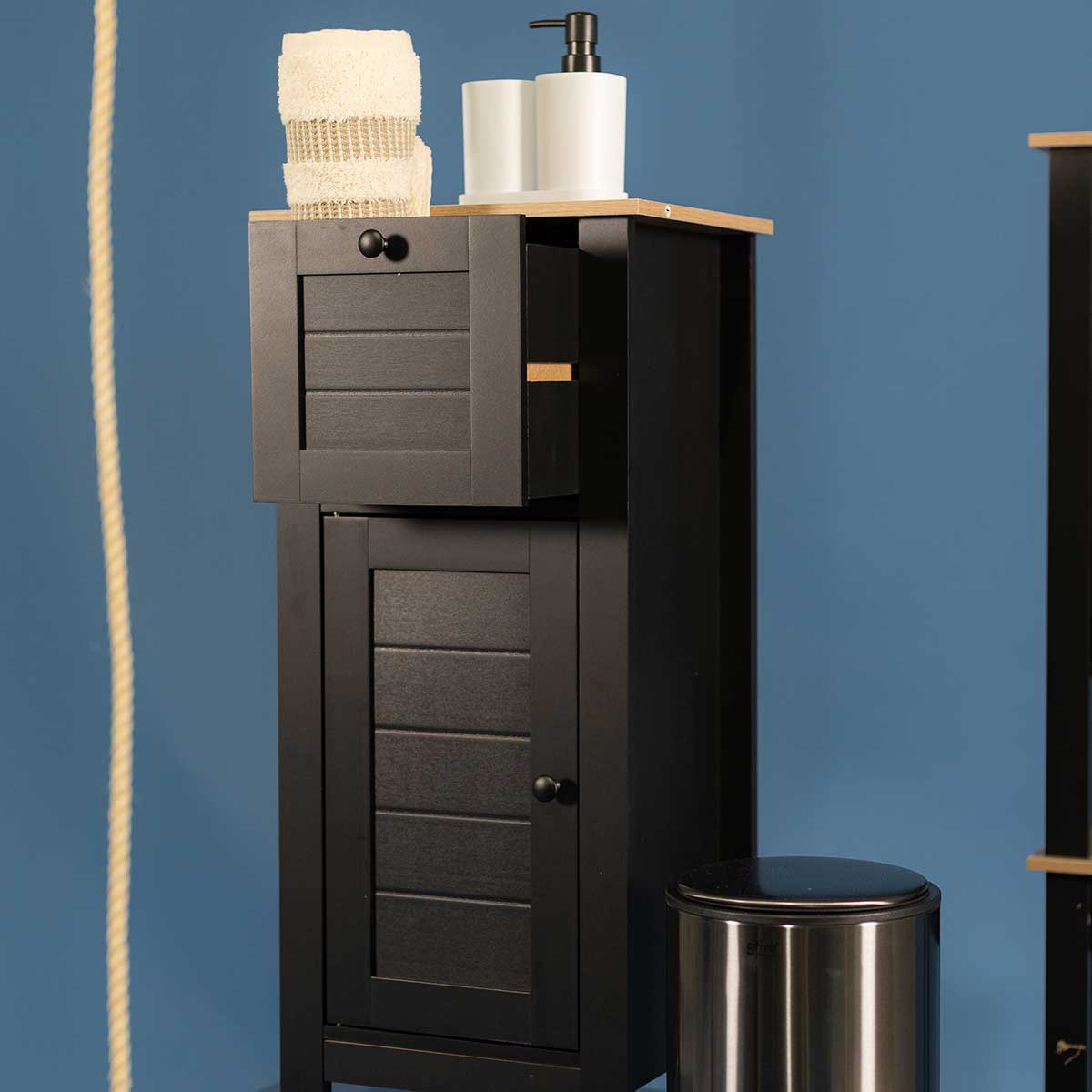 Armario bajo wc ROMA negro y márron 83cm