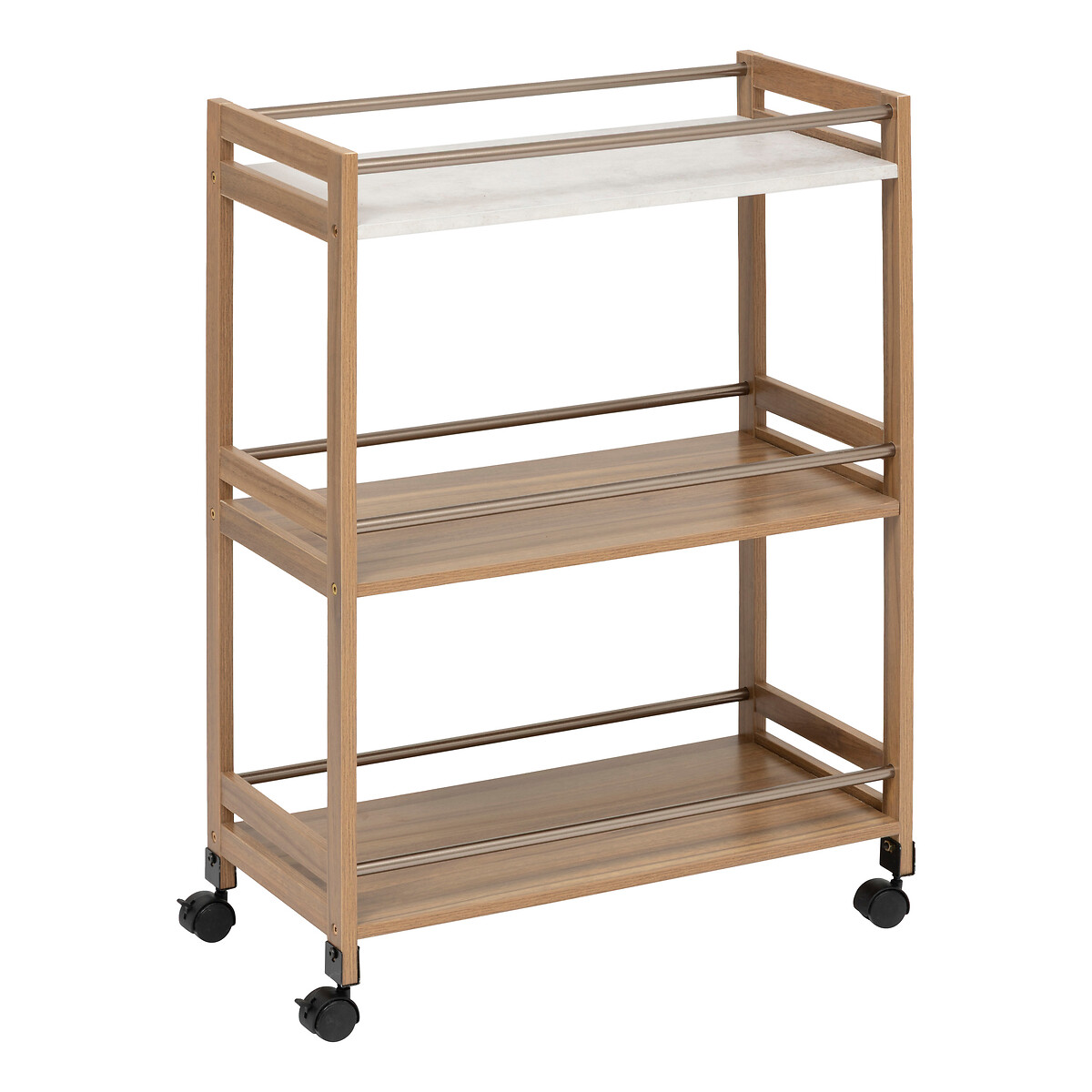 Carrito auxiliar con 3 niveles marr&oacute;n