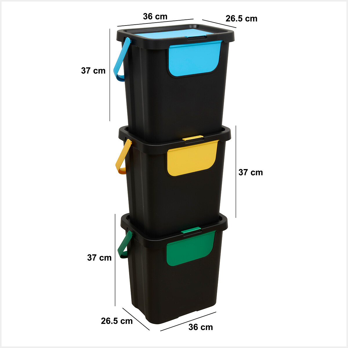 Set de 3 cubos de reciclaje 24L
