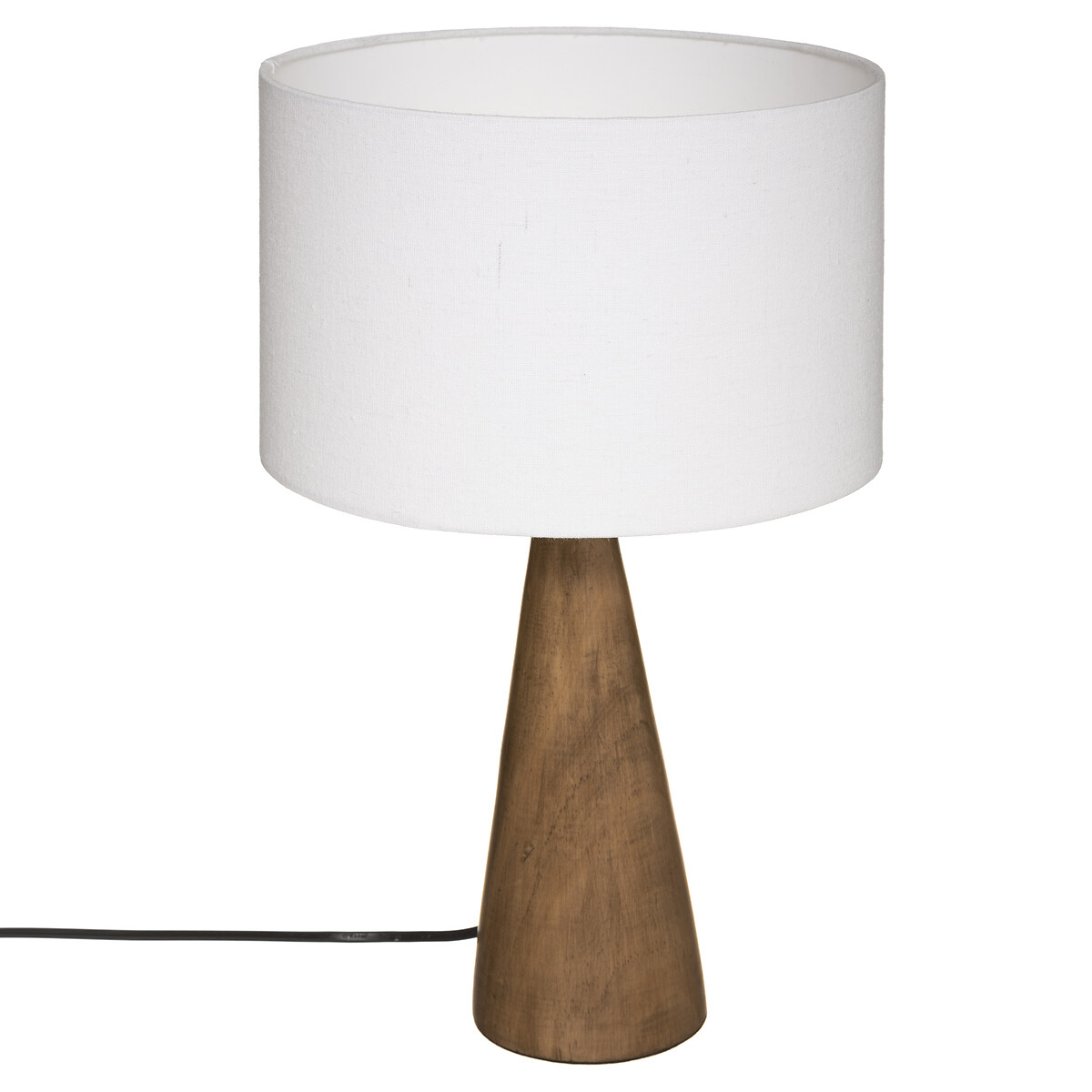 L&aacute;mpara De Mesa Blanca C/Madera 46Cm