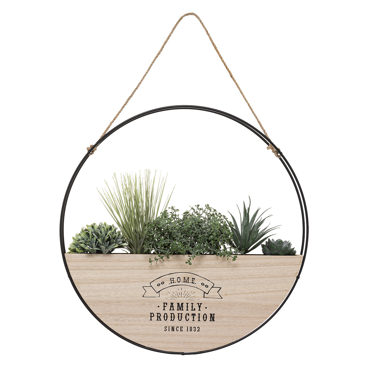 Florero Redondo Colgante De Madera 44Cm 
