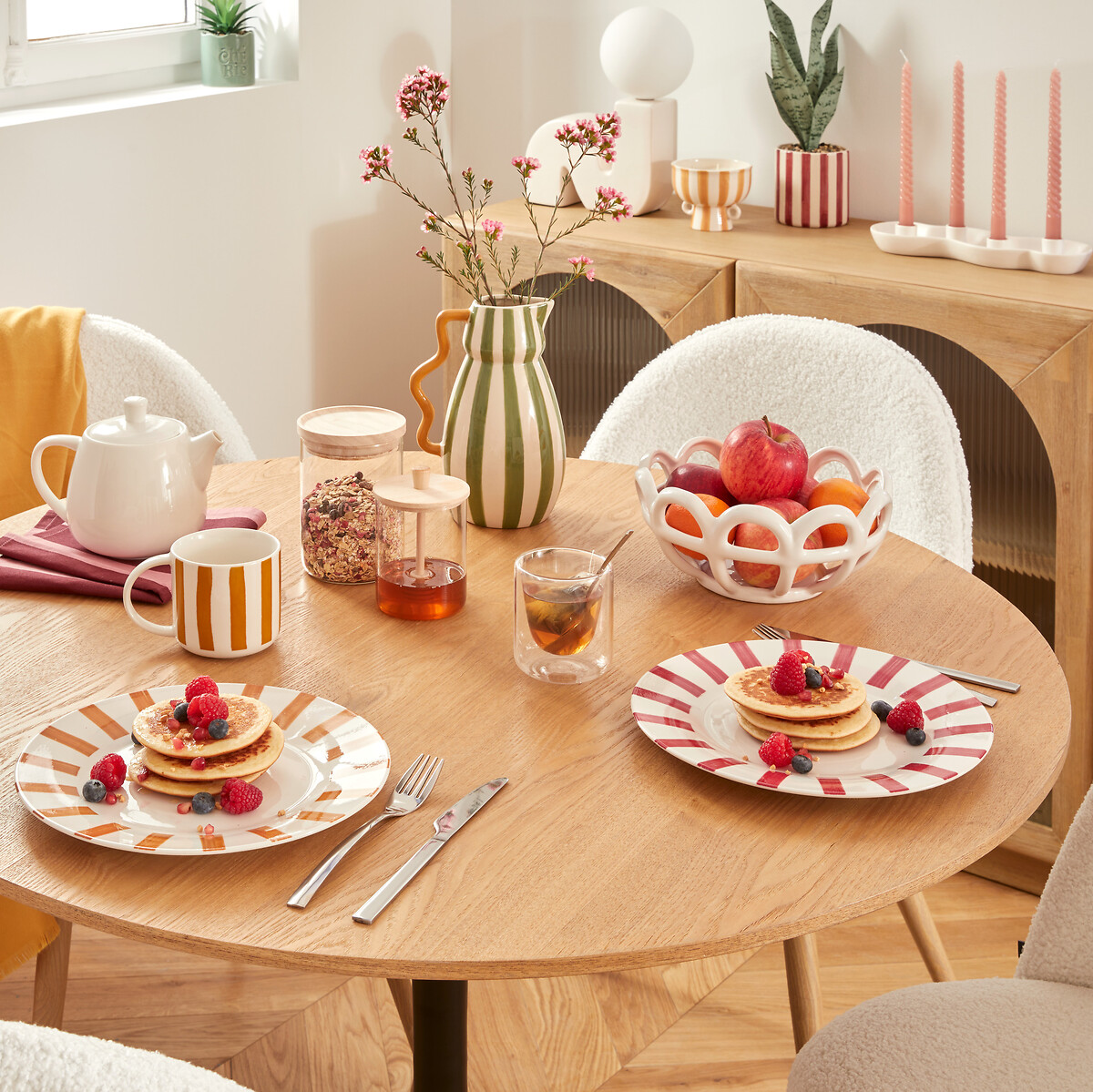 Plato llano CHERI amarillo de porcelana 27cm