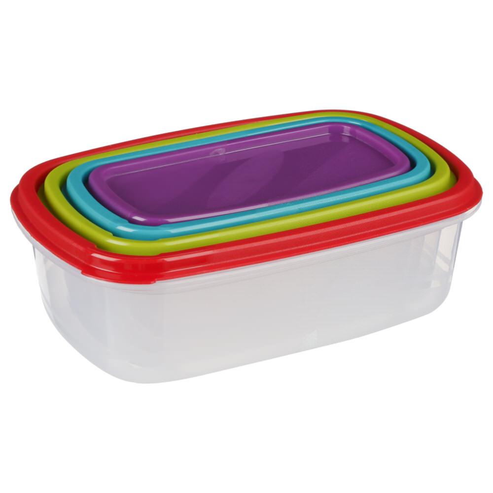 Juego 4 Recipientes Rect. C/Tapa Colores