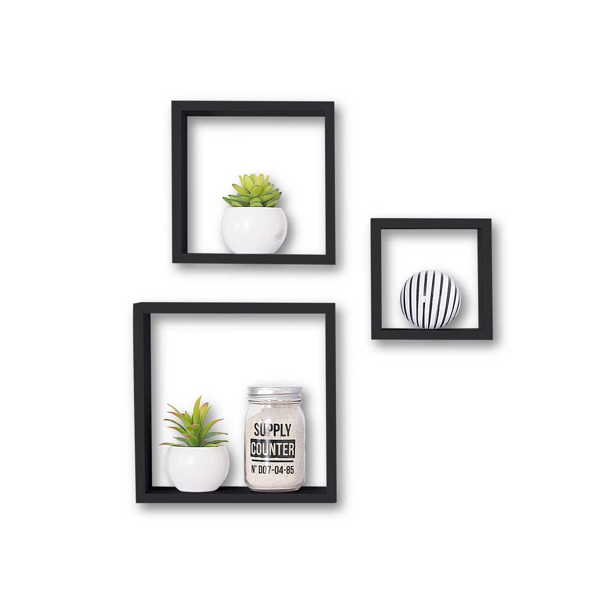 Juego De 3 Estantes Cubo Mdf 15/20/25Cm