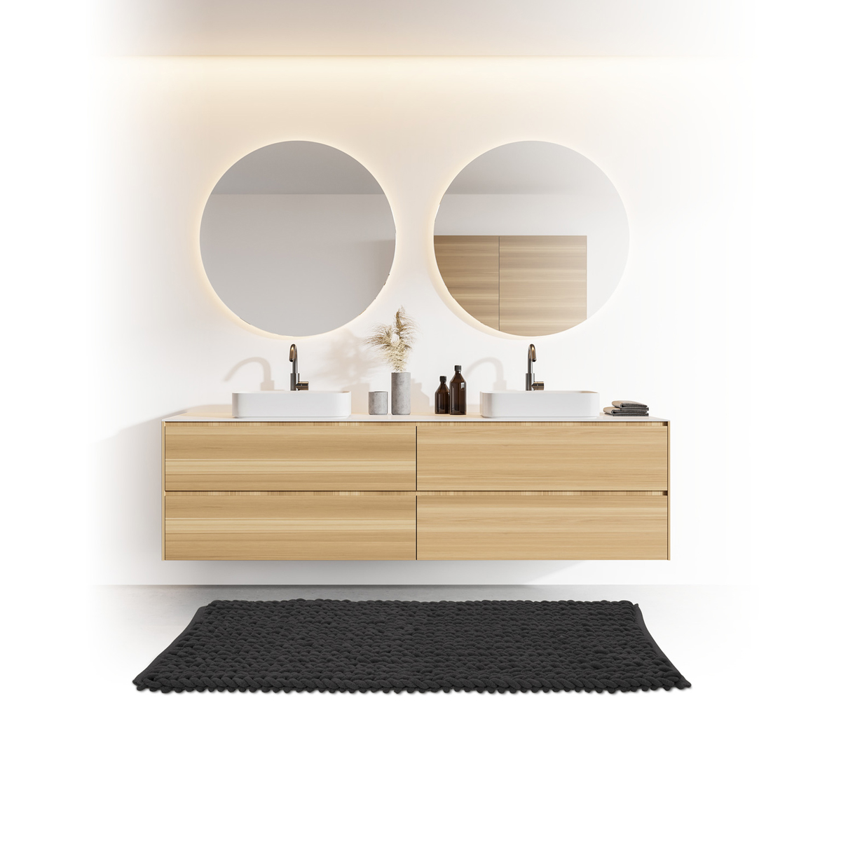 Alfombra De Baño Gruesa Negra 50x120Cm