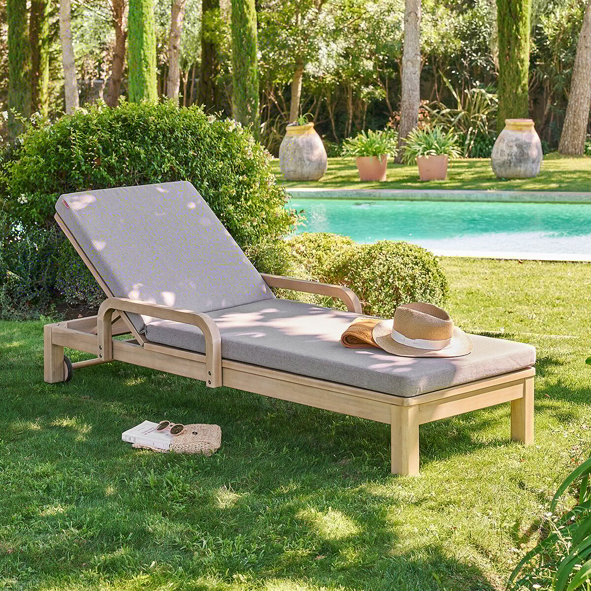 Tumbona PAPOUASIE taupe de madera acacia