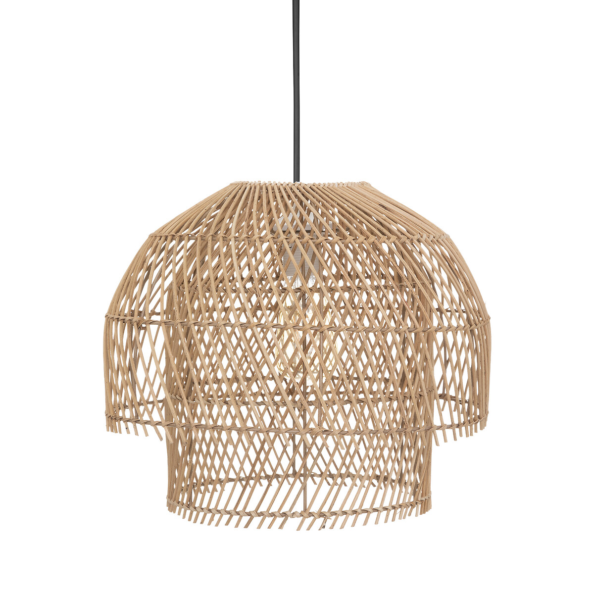 L&aacute;mpara De Techo Kery Beige De Rattan