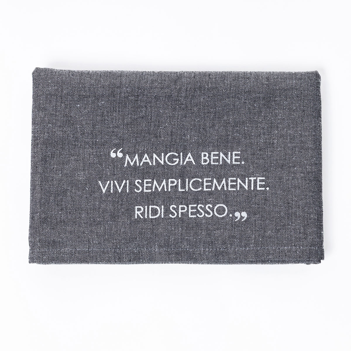 Camino de mesa con frase gris oscuro 50x140cm