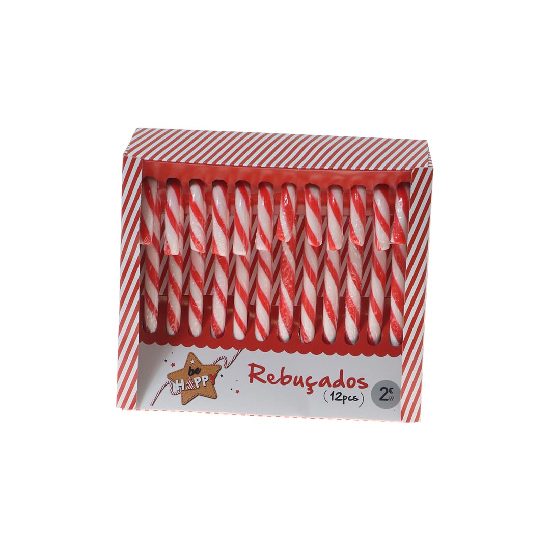 Set 12 Bastones Navidad Rojos+Blancos Comestibles