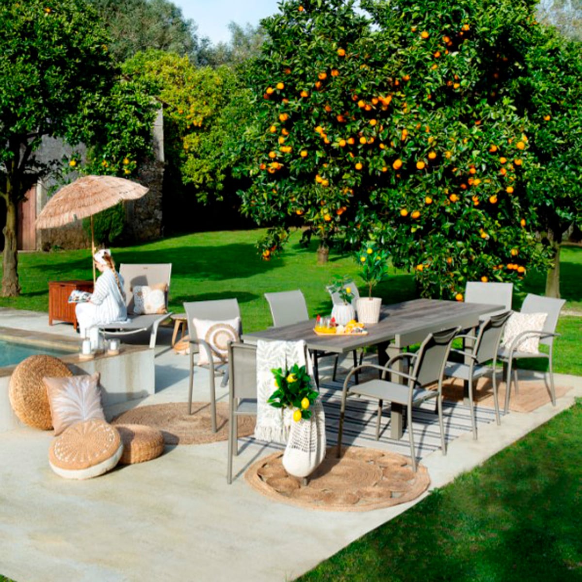 Mesa extensible PIAZZA truffe/caf&eacute;