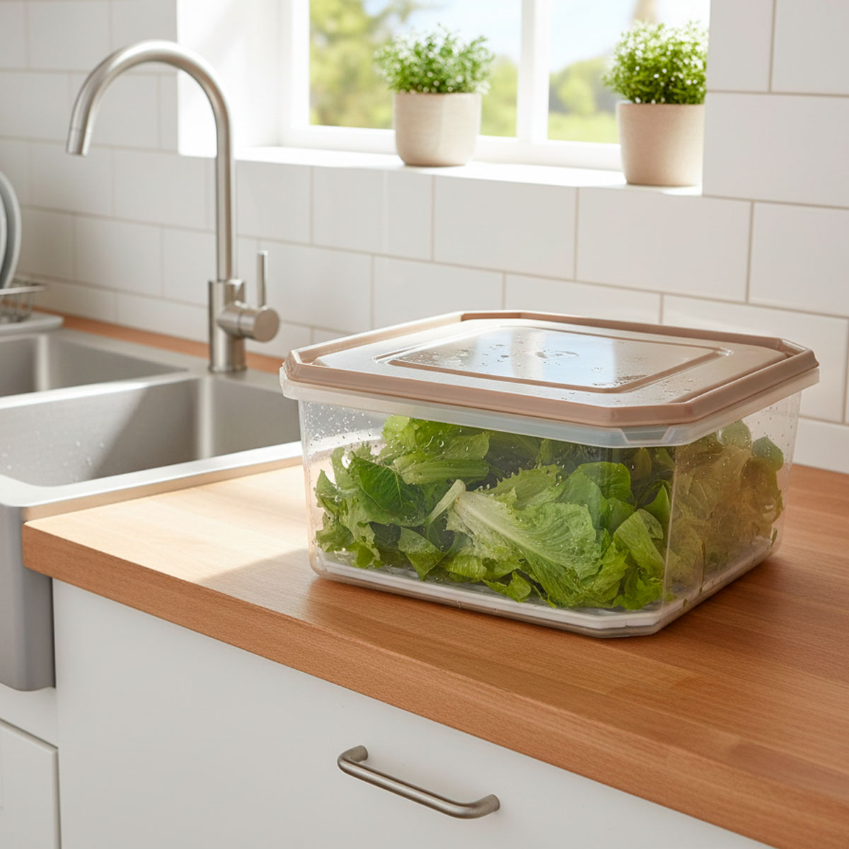 Caja cuadrada beige con rejilla